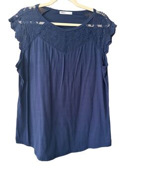 Sleeveless Lace Miholl Women's Top - Navy